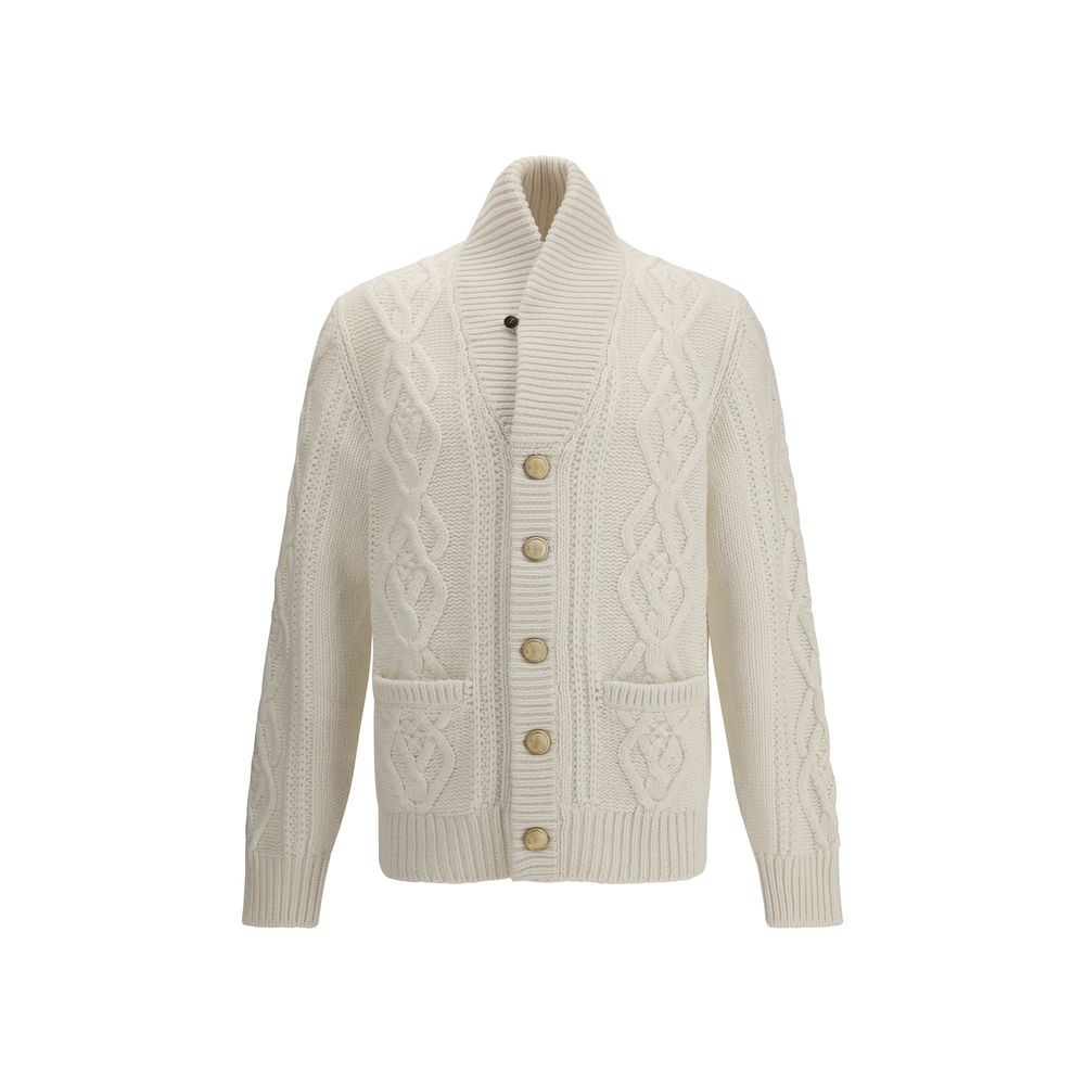 Brunello Cucinelli White Cashmere Cardigan