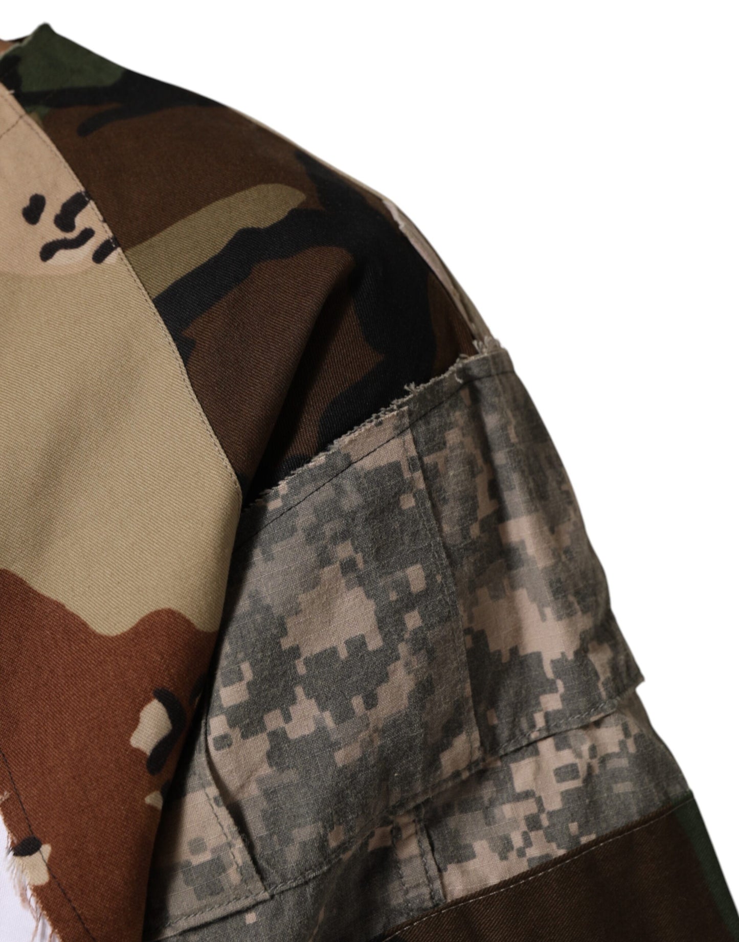 Dolce & Gabbana White Camouflage Patckwork Men Cotton T-shirt