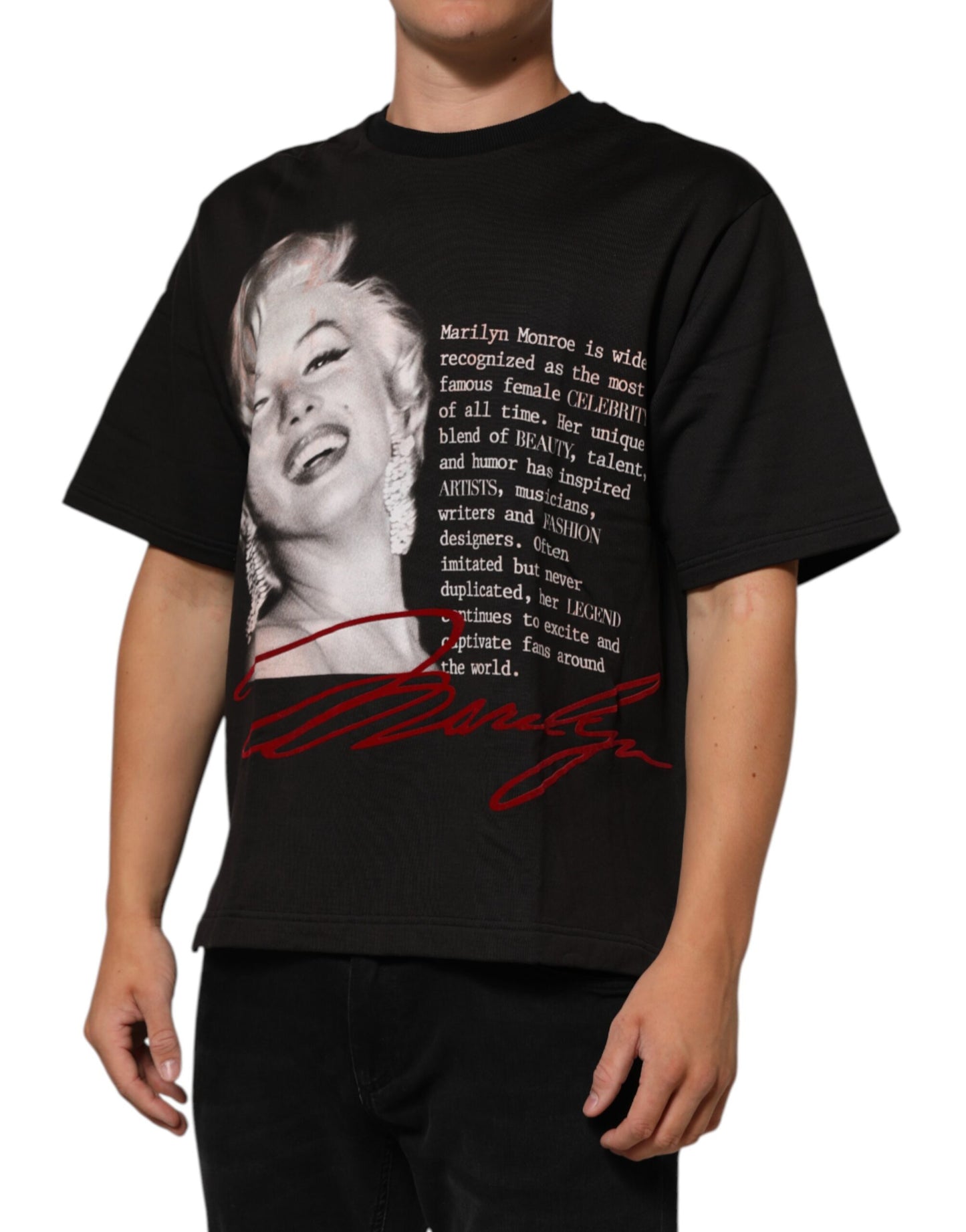 Dolce & Gabbana Black Marilyn Monroe Cotton Crew Neck T-shirt