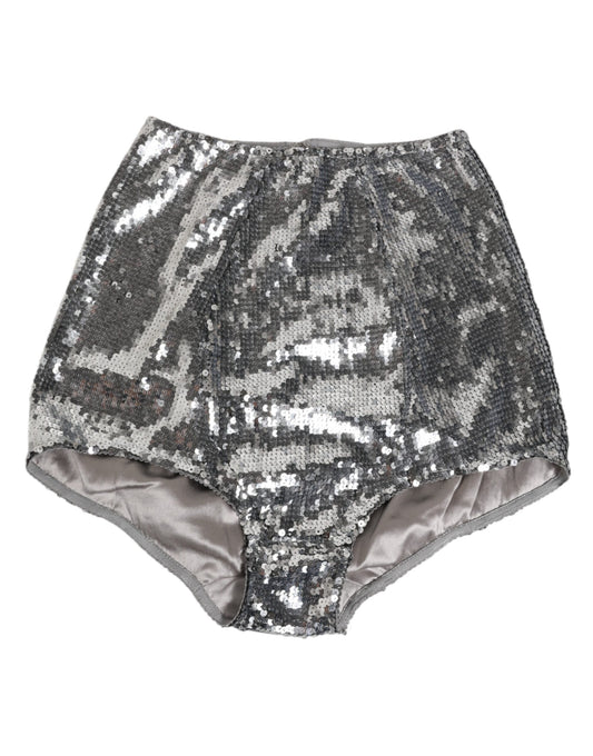 Dolce & Gabbana Silver Nylon Sequined Slip Girdle Panty Underwear