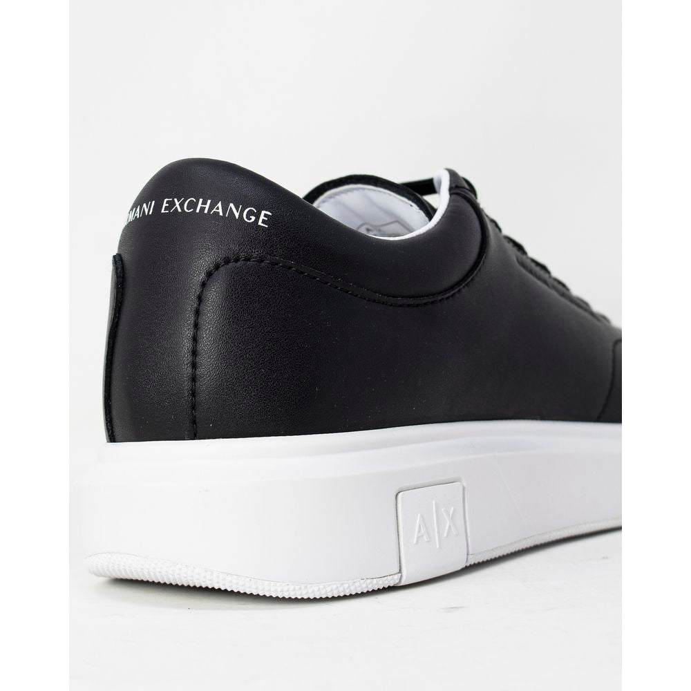 Armani Exchange Black Leather Low Top Sneakers