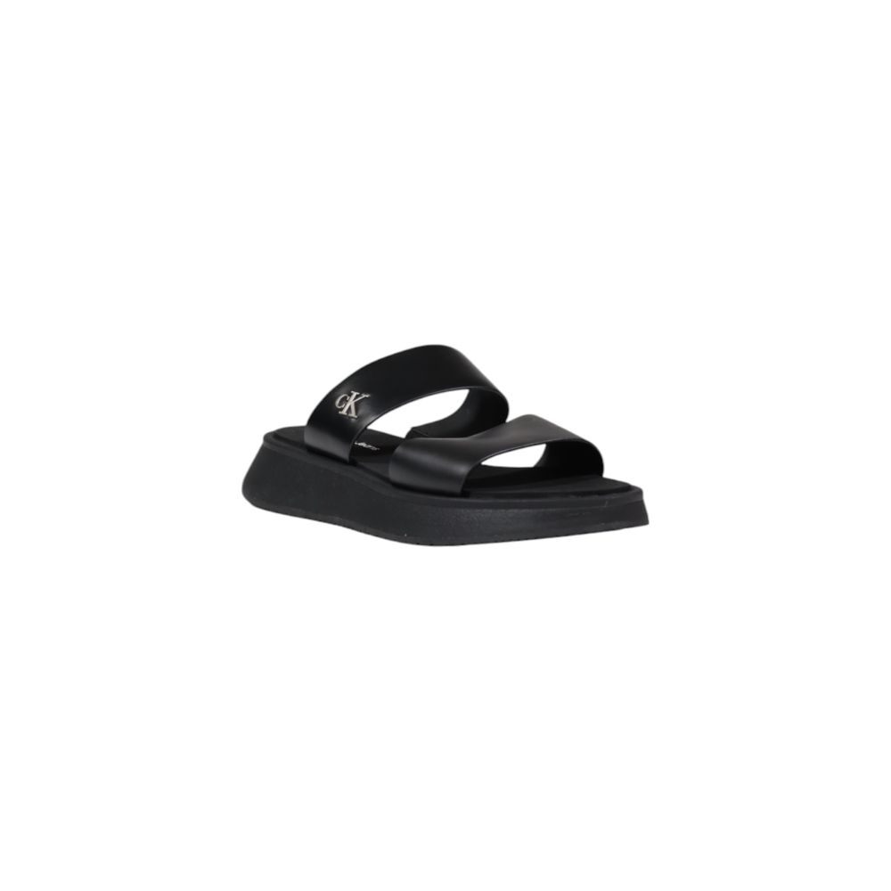 Calvin Klein Jeans Black Leather Sandals
