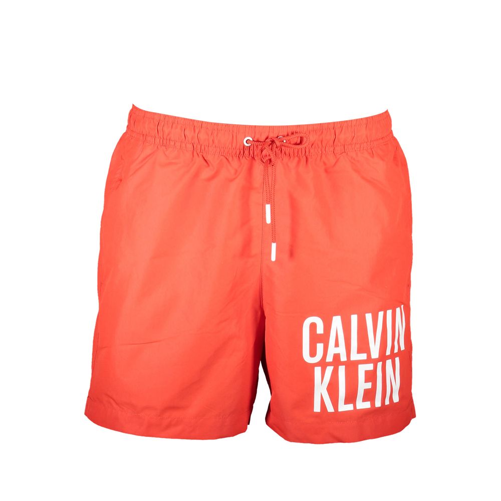 Calvin Klein Red Recycled Polyester Men's Swim Boxer