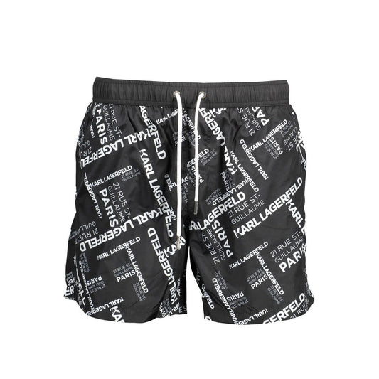 Karl Lagerfeld Black Polyester Men's Swim Trunk