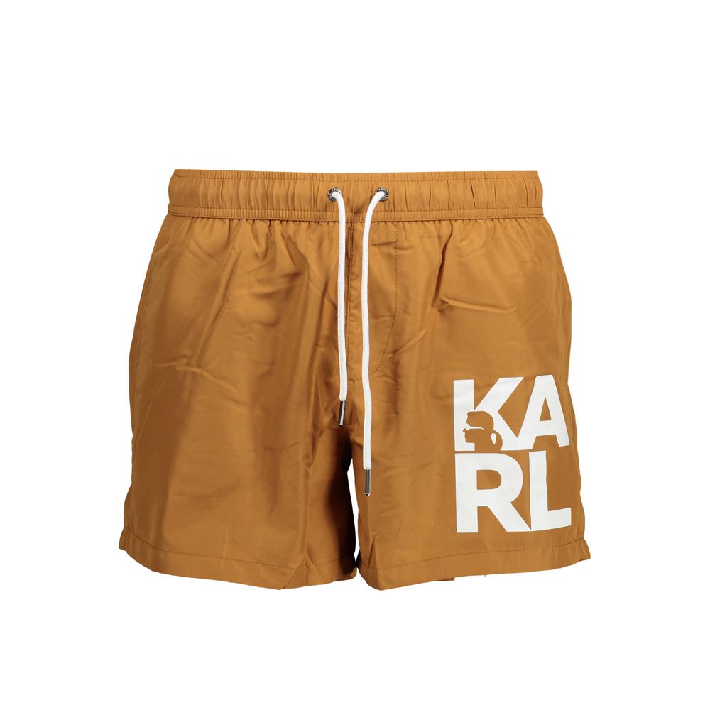 Karl Lagerfeld Marrone Polyester Men Swim Boxer