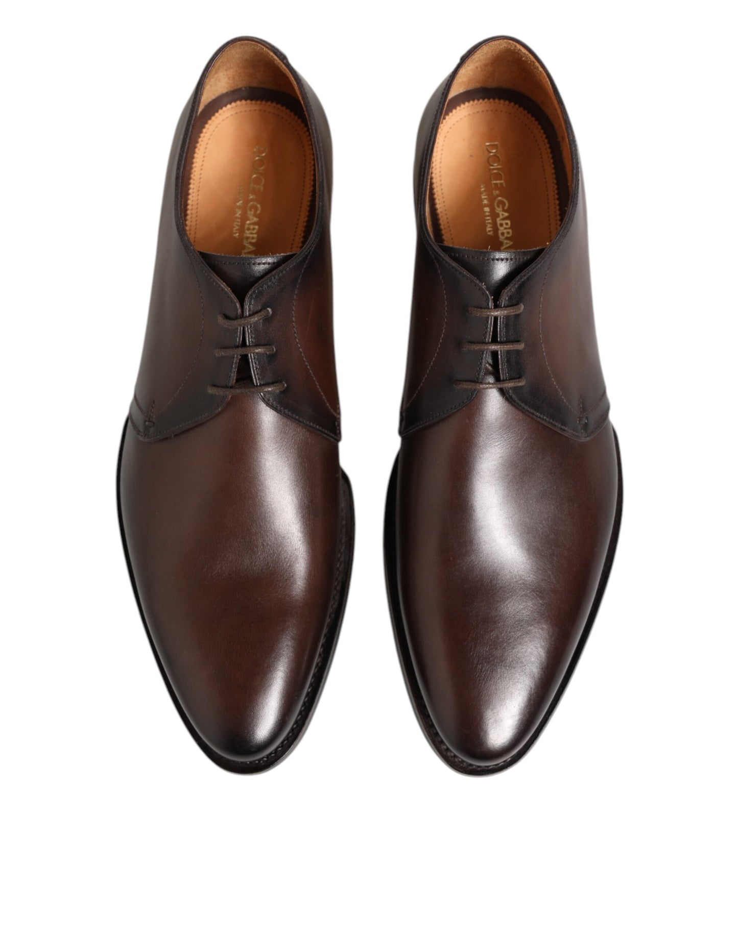 Dolce & Gabbana Brown Leather Lace Up Dress Men Derby Shoes