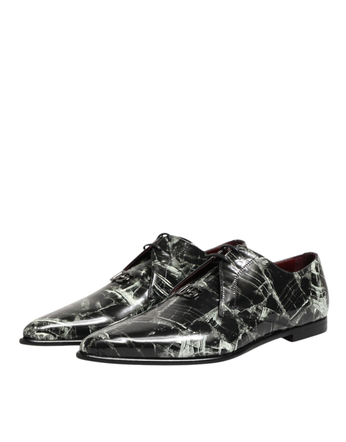 Dolce & Gabbana Marbled Pattern Dress Lace Up Derby Shoes