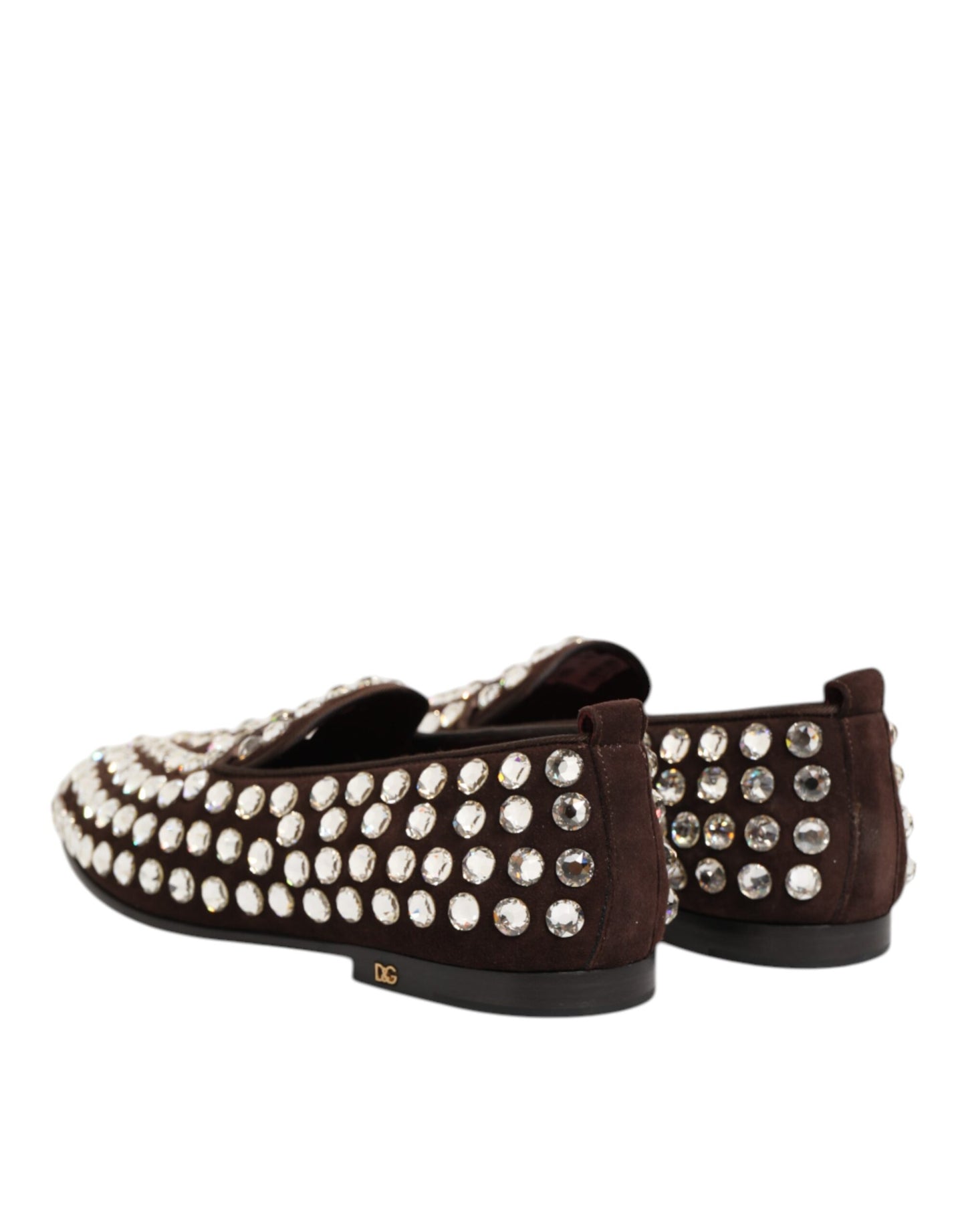 Dolce & Gabbana Bordeaux Suede Crystals Loafers Dress Shoes