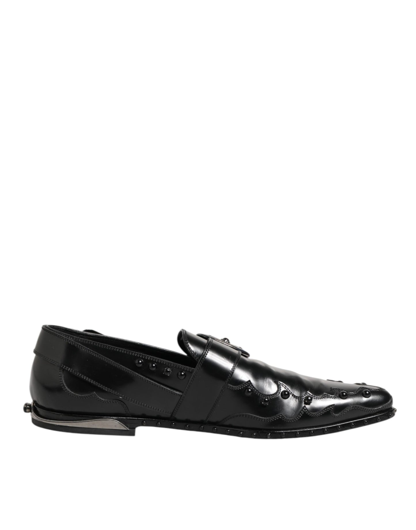 Dolce & Gabbana Black Embellished Dress Monk Strap Shoes