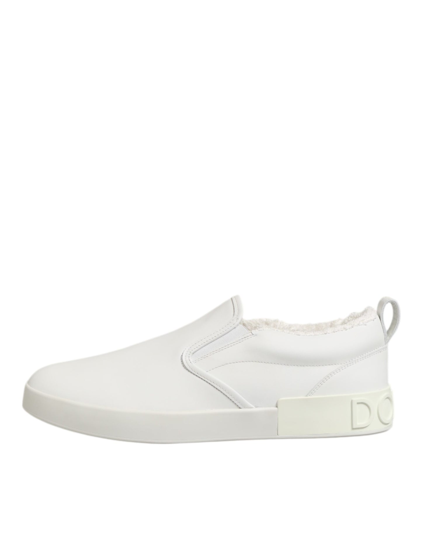 Dolce & Gabbana White Leather Low Top Slip On Sneakers Shoes
