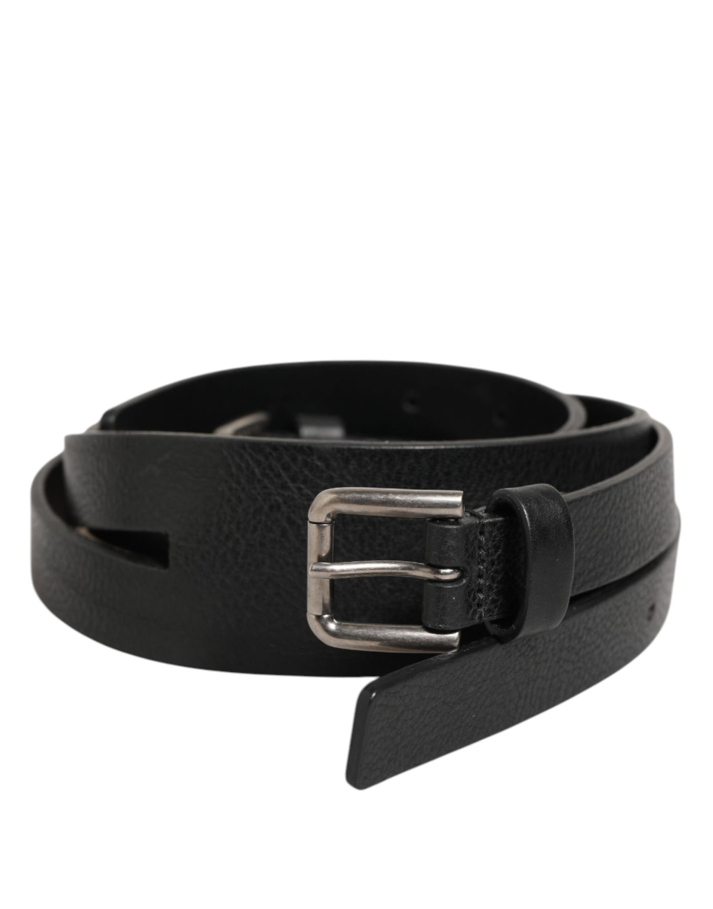 Dolce & Gabbana Black Double Strap Leather Gold Buckle Belt