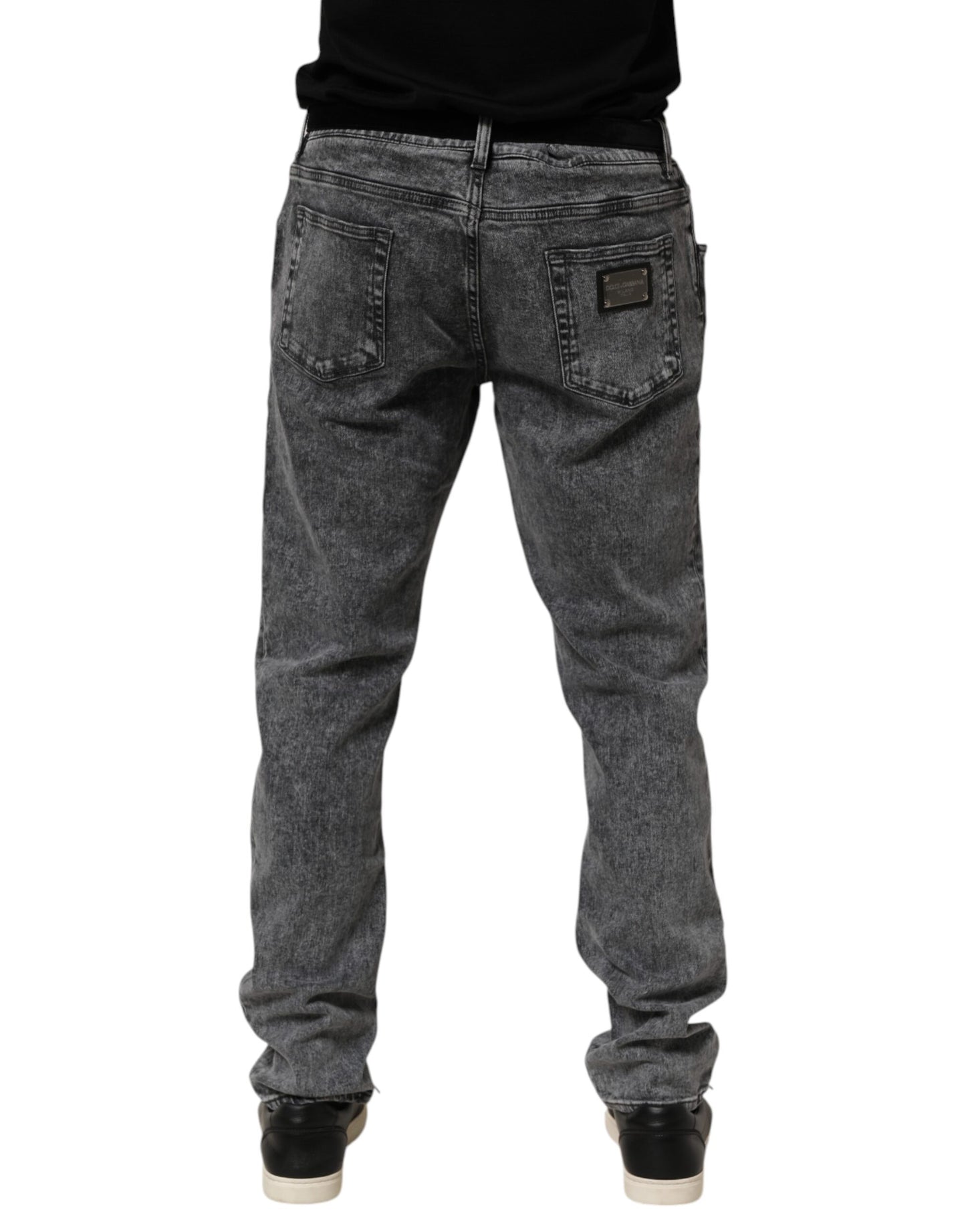 Dolce & Gabbana Gray Cotton Slim Fit Denim Trouser Jeans