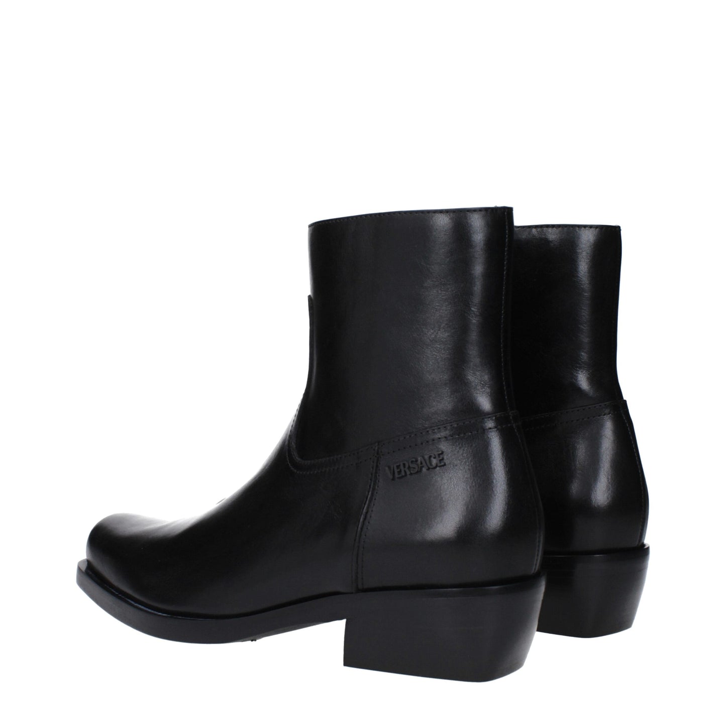 Versace Black Leather Ankle Boots