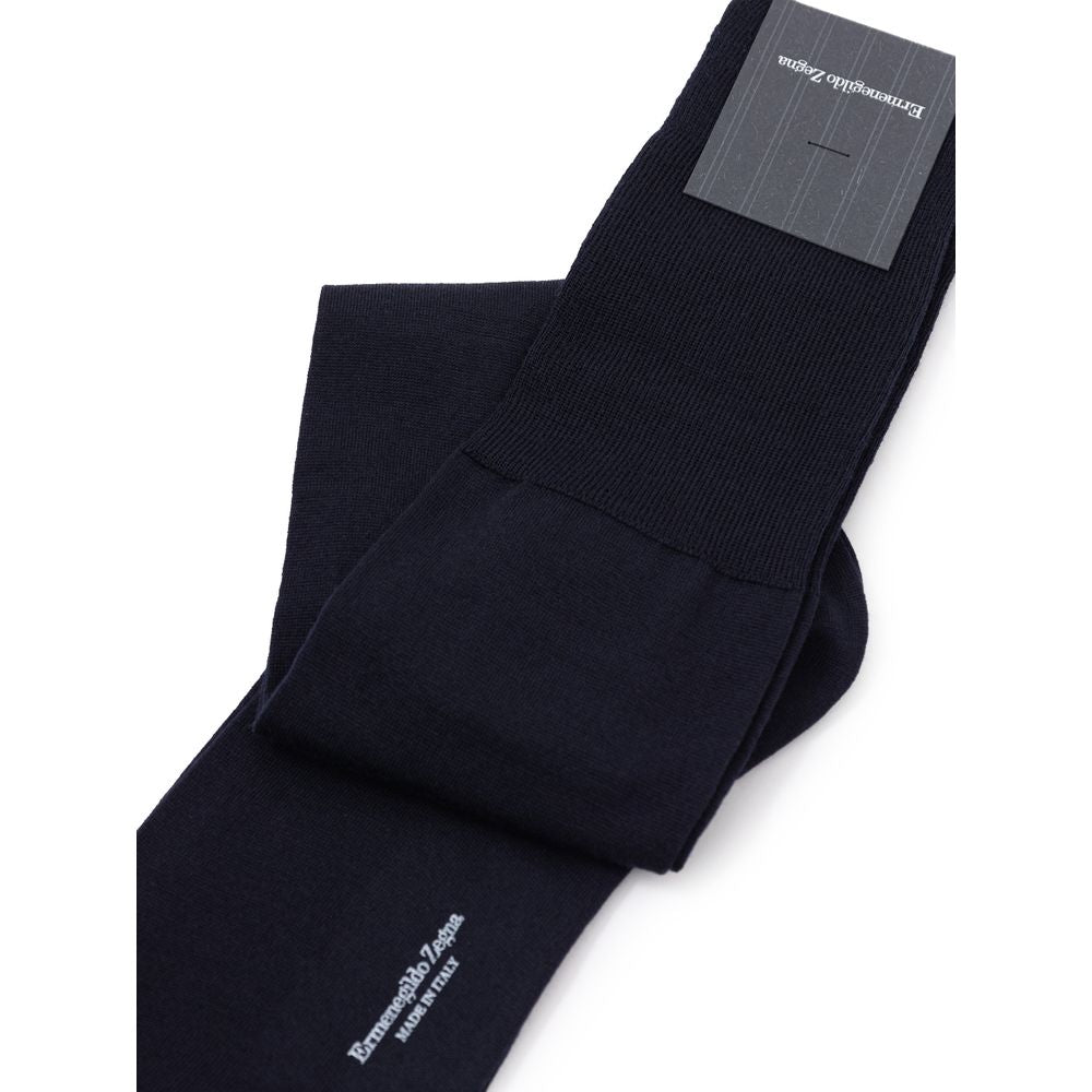 ZEGNA Navy Blue Wool Socks