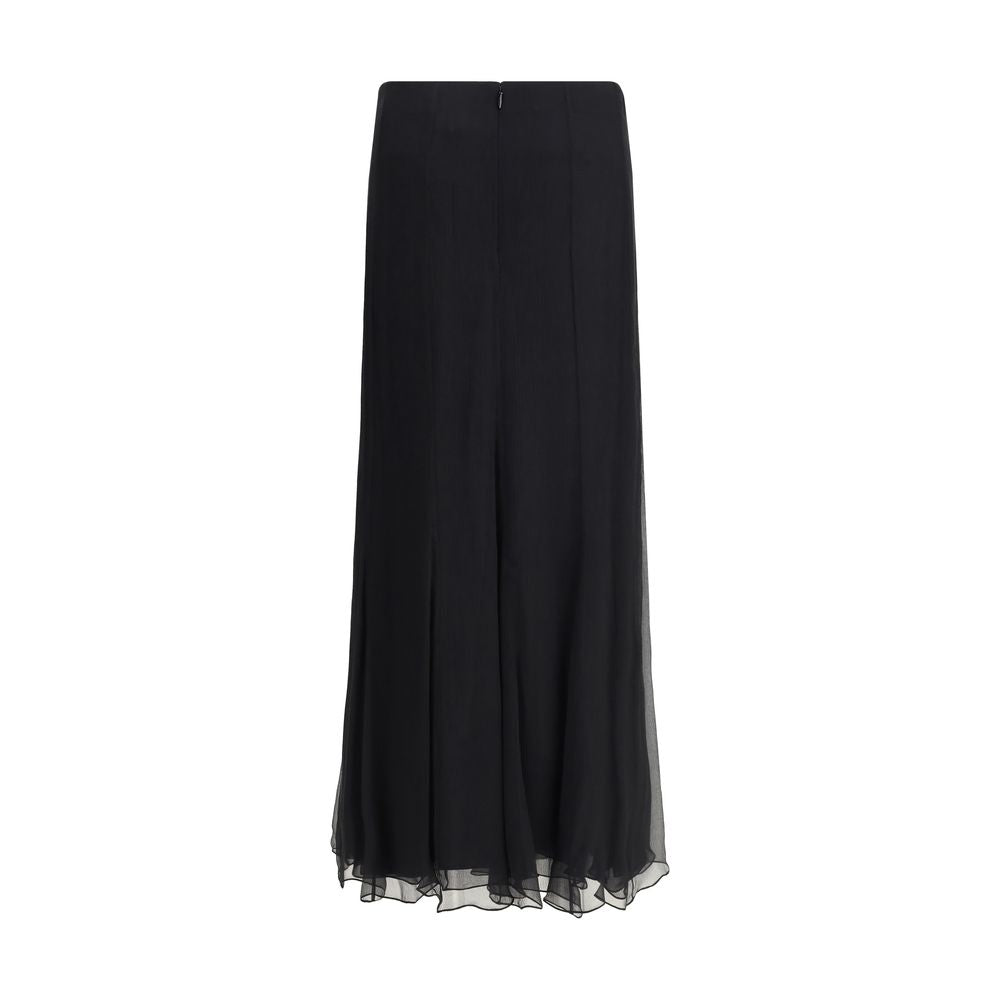 Chloé Black Silk Long Skirt