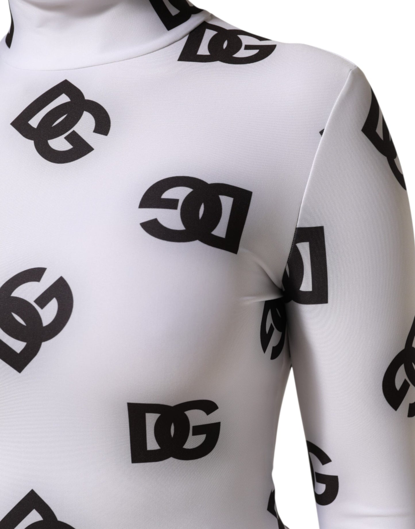 Dolce & Gabbana Black White Logo Monogram Long Sleeves Jumpsuit Dress