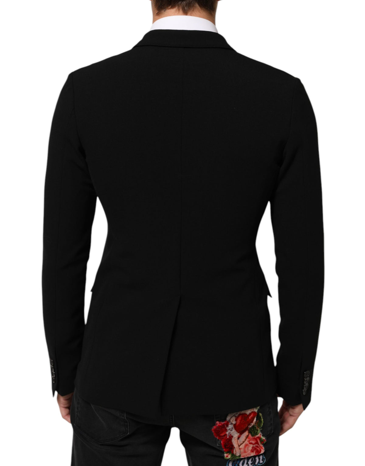 Dolce & Gabbana Black Wool Double Breasted Men Jacket Blazer