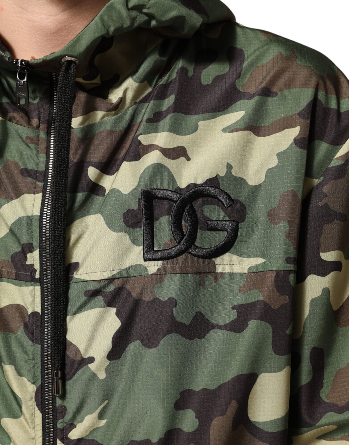 Dolce & Gabbana Green Camouflage Hooded Sweatshirt Jacket