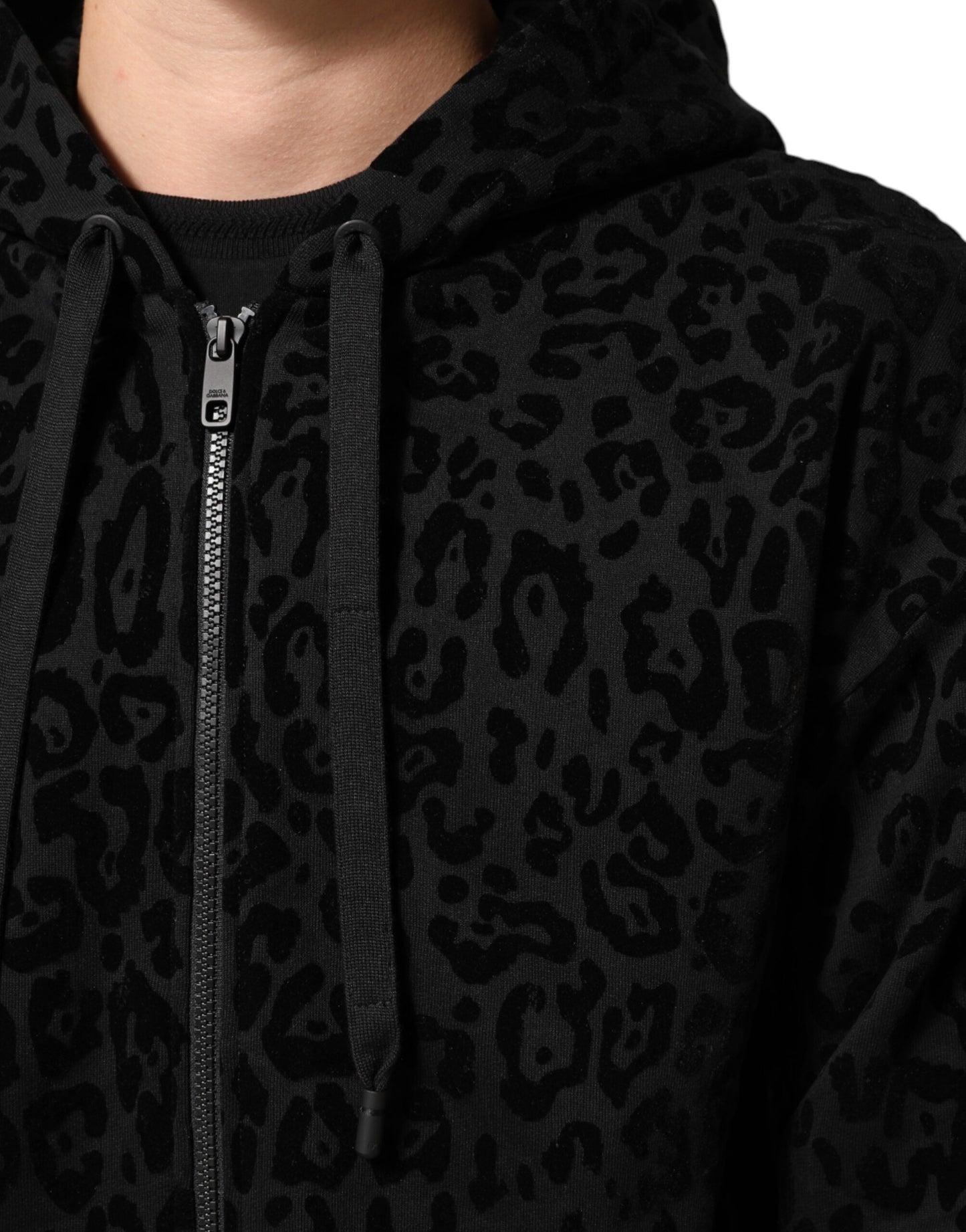 Dolce & Gabbana Black Cotton Hooded Full Zip Bomber Jacket