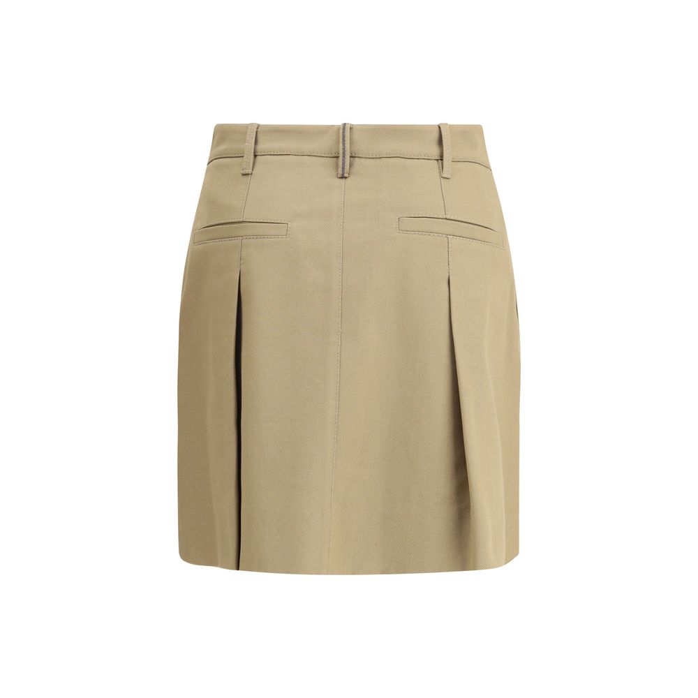 Brunello Cucinelli Beige Cotton Mini Skirt