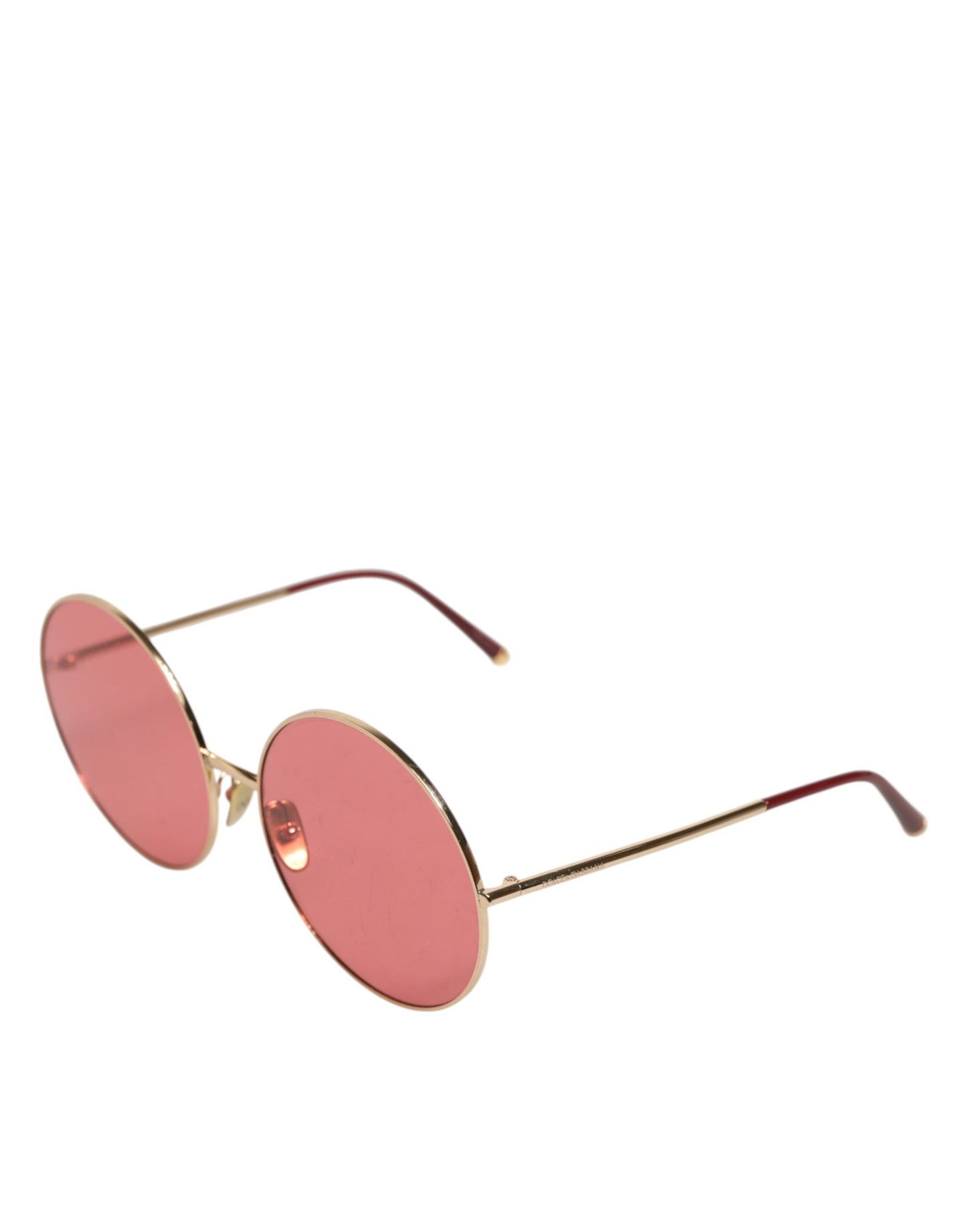 Dolce & Gabbana Pink Gold Metal Round Shades Eyewear Sunglasses