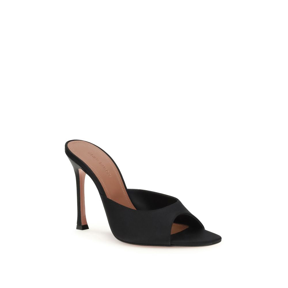 Amina Muaddi Black Calf Leather Bos Taurus High Heel Pumps