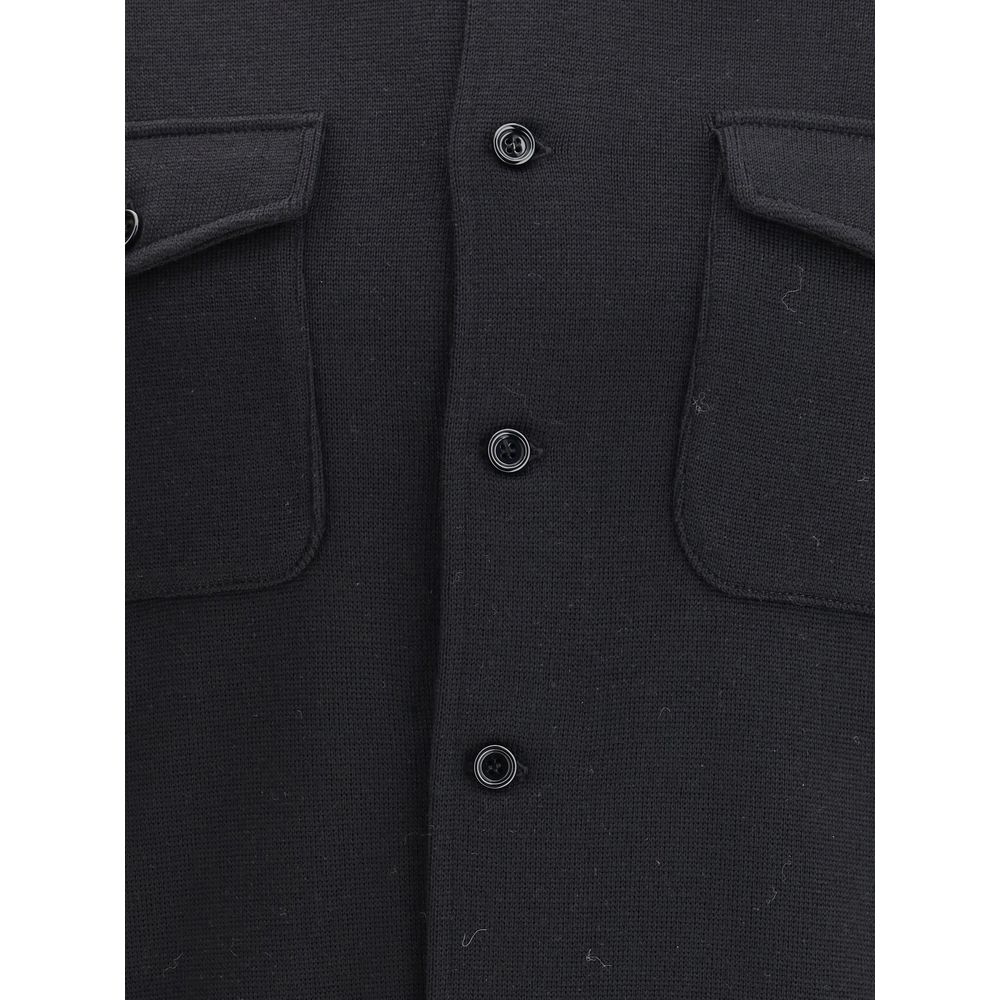 Lardini Black Fleece Wool Coat