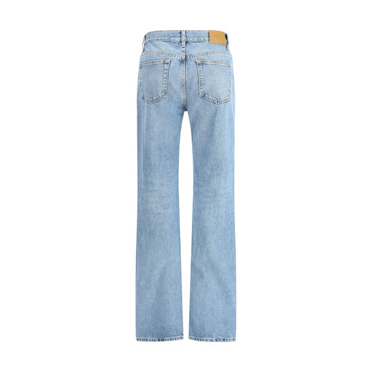 Saint Laurent Blue Cotton Straight-Leg Jeans