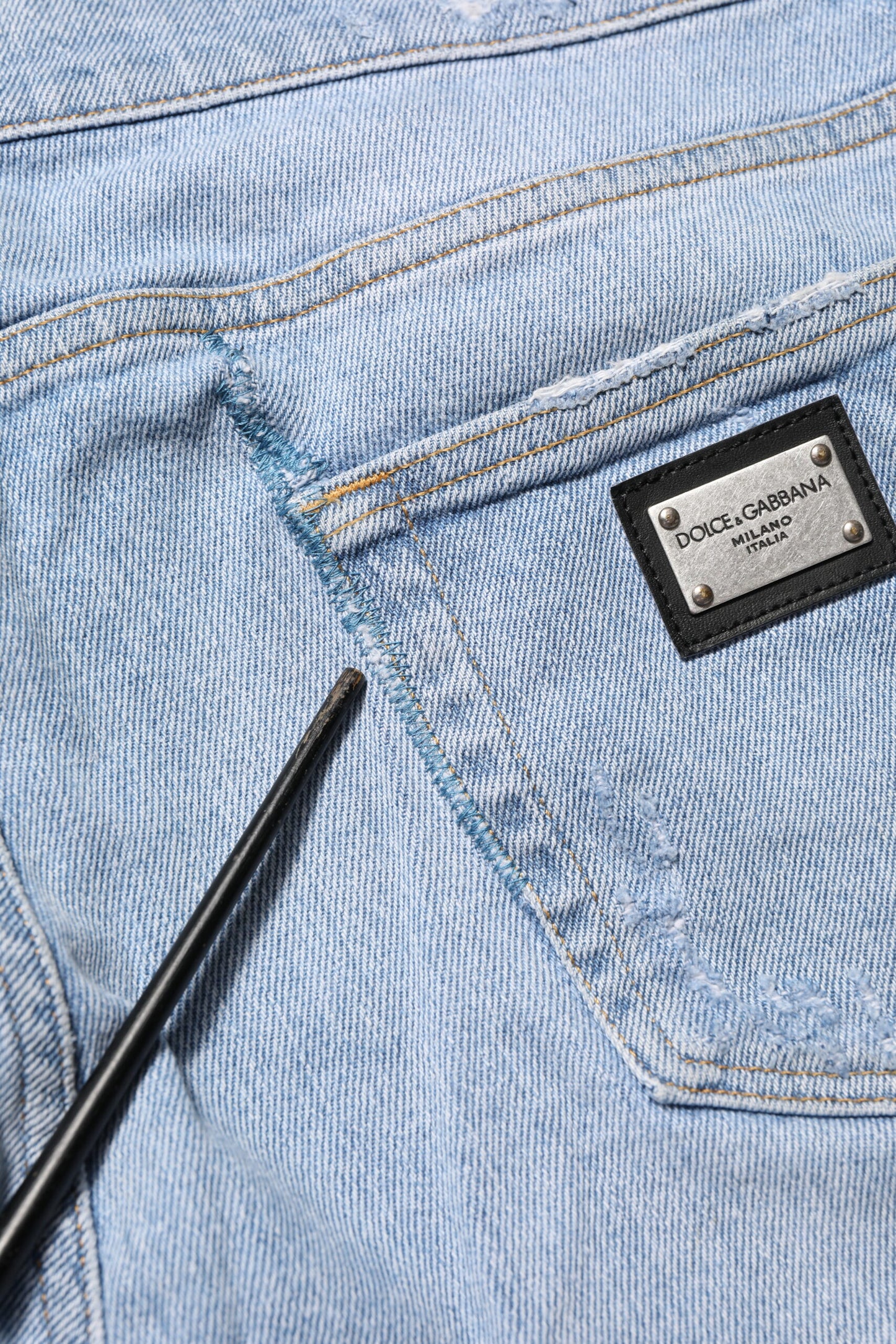 Dolce & Gabbana Blue Cotton Distressed Slim Fit Denim Jeans