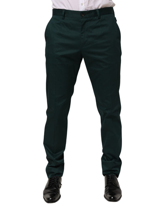 Dolce & Gabbana Green Cotton Formal Dress Men Trouser Pants