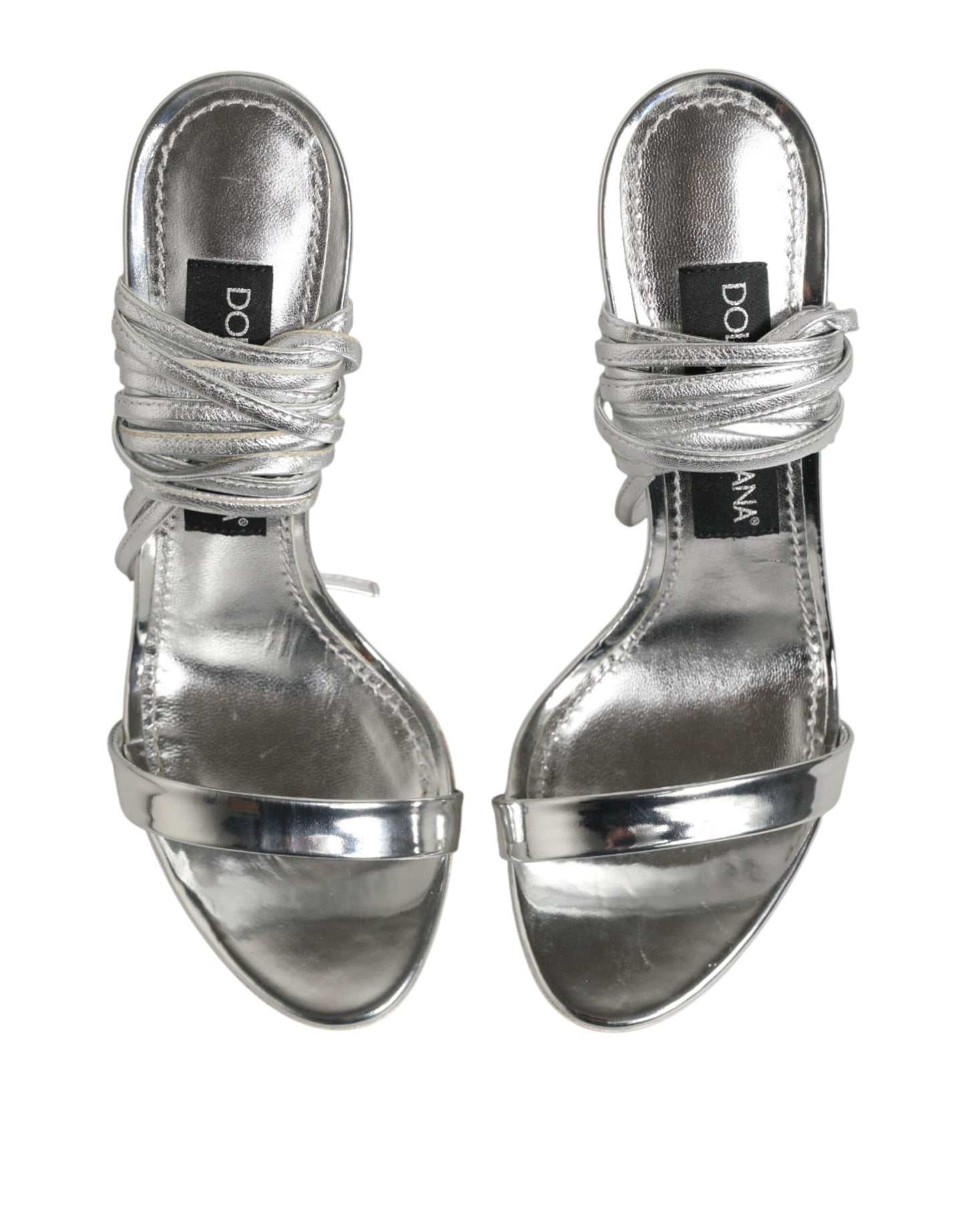 Dolce & Gabbana Silver Strappy High Heels Sandals Shoes