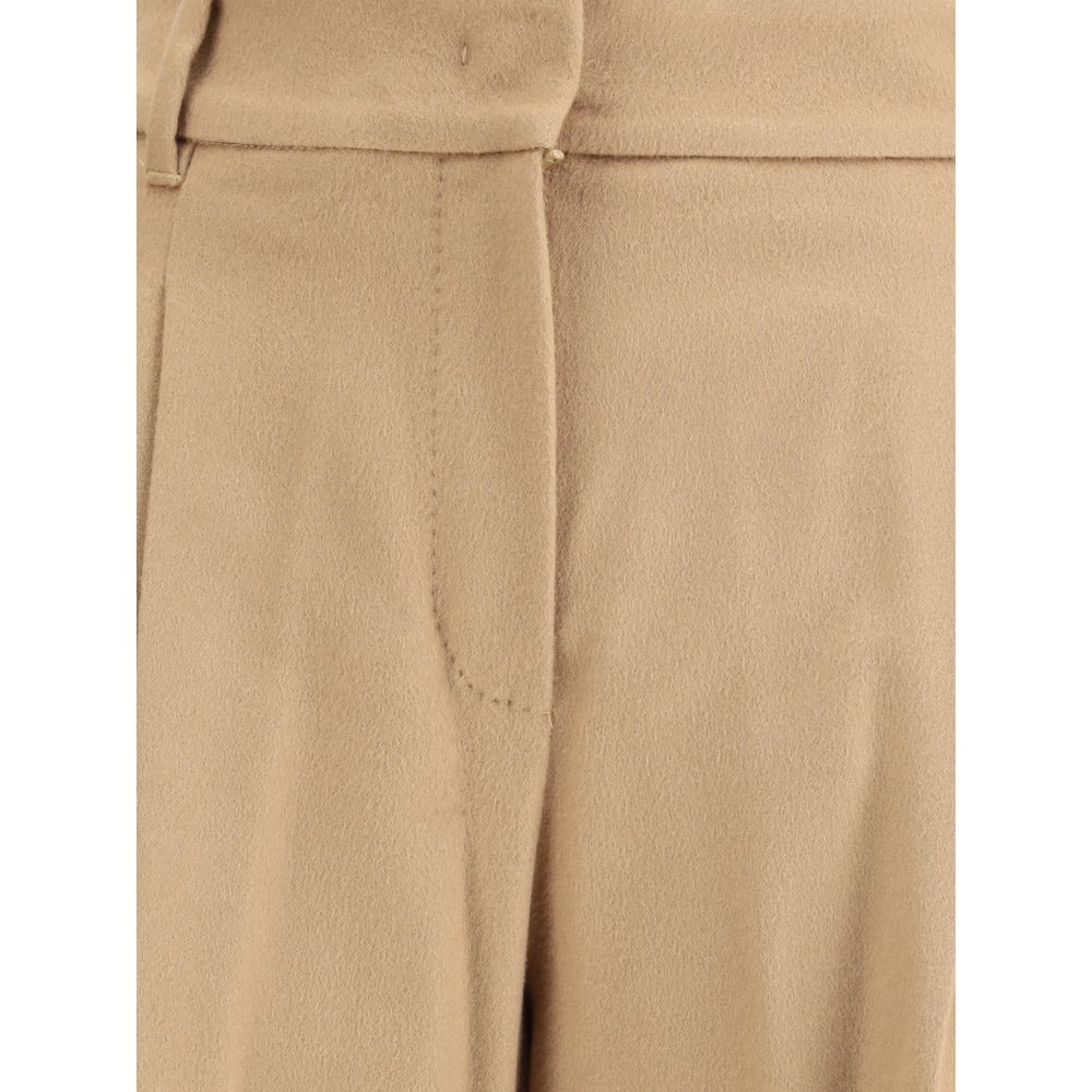 Max Mara Beige Fleece Wool Casual Pants
