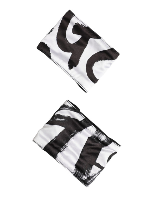 Dolce & Gabbana Black White DG Logo Silk 1 Pair Wristband