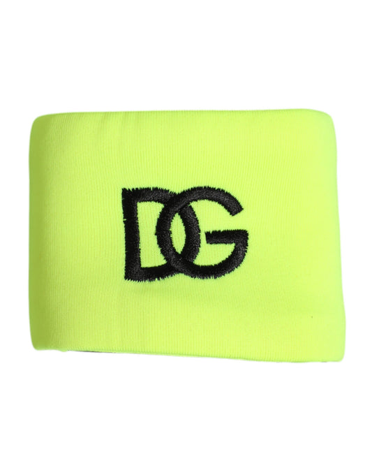 Dolce & Gabbana Yellow Green Silk DG Logo Men Wristband