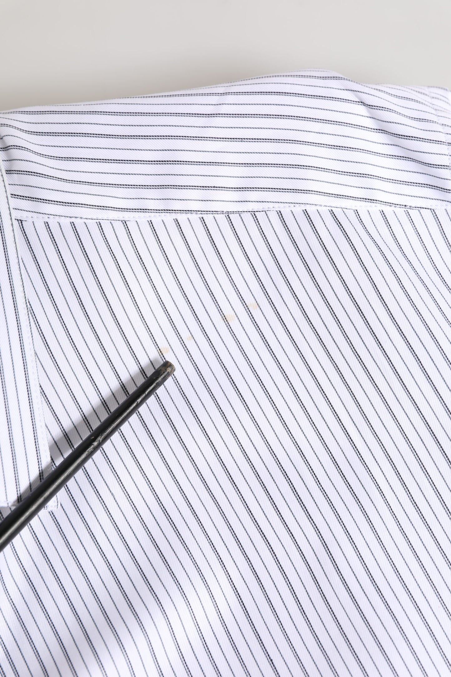 Dolce & Gabbana White Stripes Long Sleeves GOLD Dress Shirt