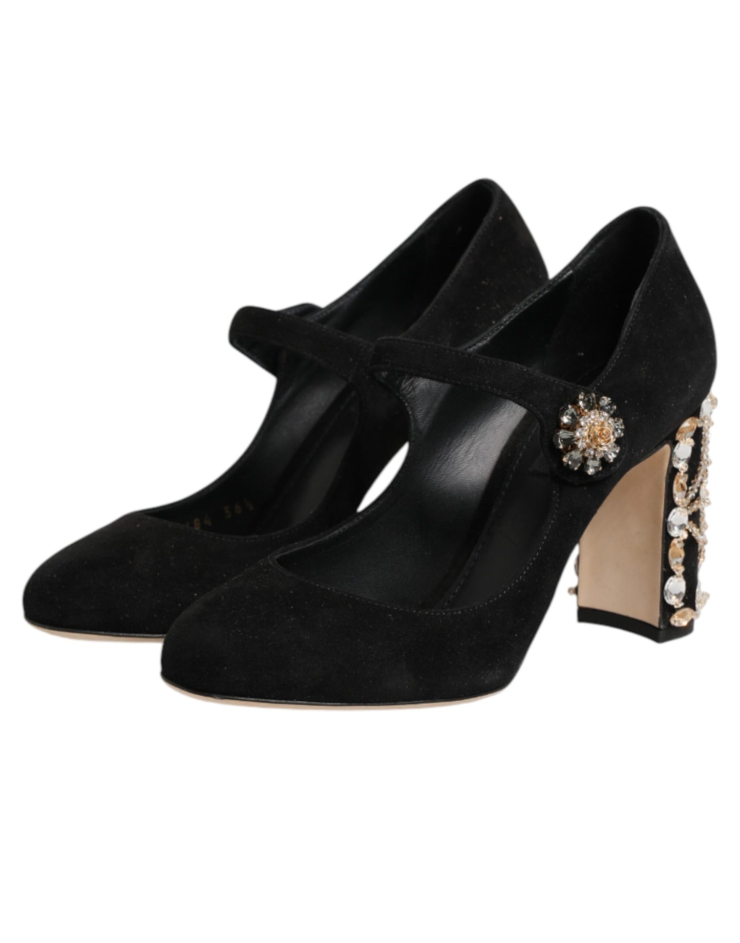Dolce & Gabbana Black Embellsihed High Heels MARY JANES Shoes
