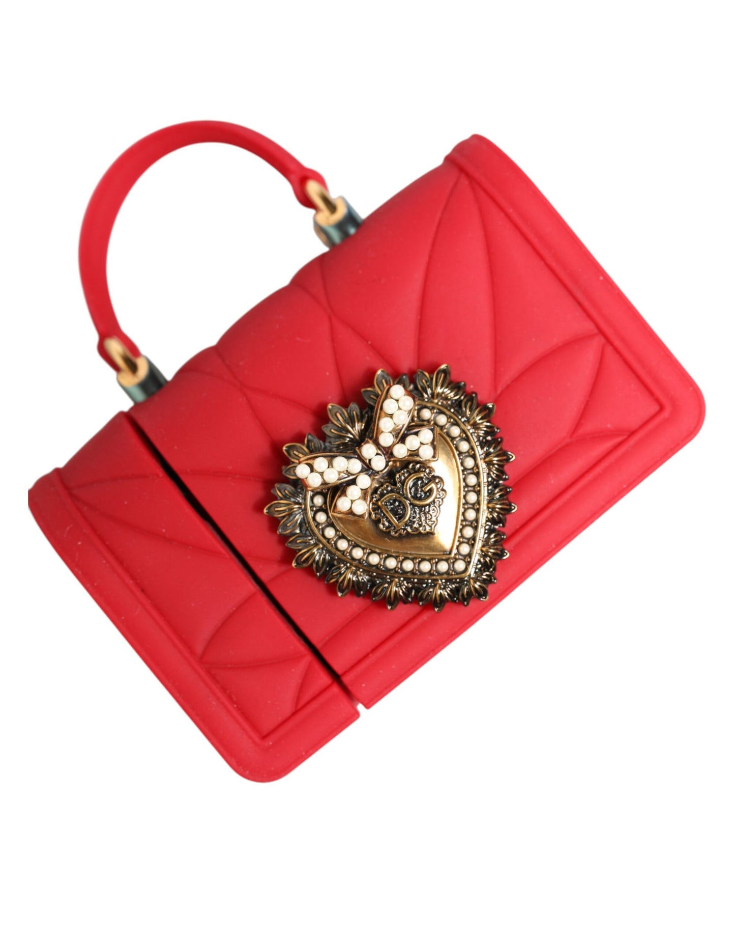 Dolce & Gabbana Red Silicone Devotion Heart Cover Bag Women Airpods Case