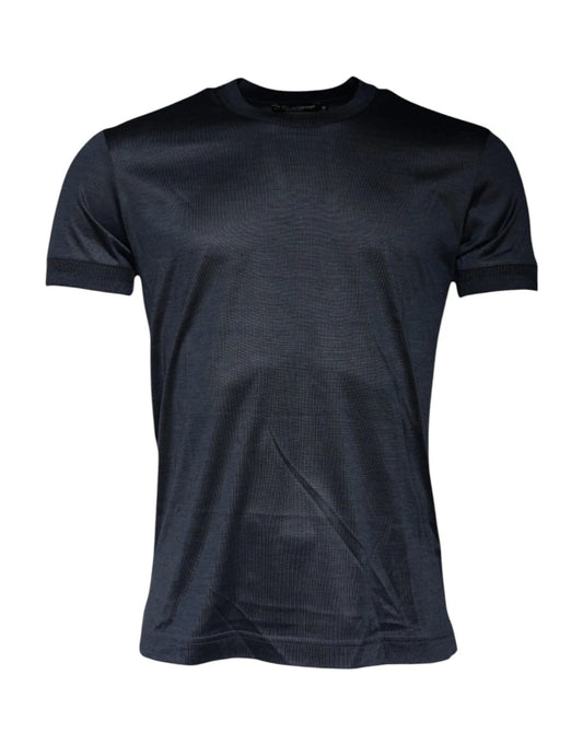 Dolce & Gabbana Blue Silk Crew Neck Short Sleeves Men T-shirt