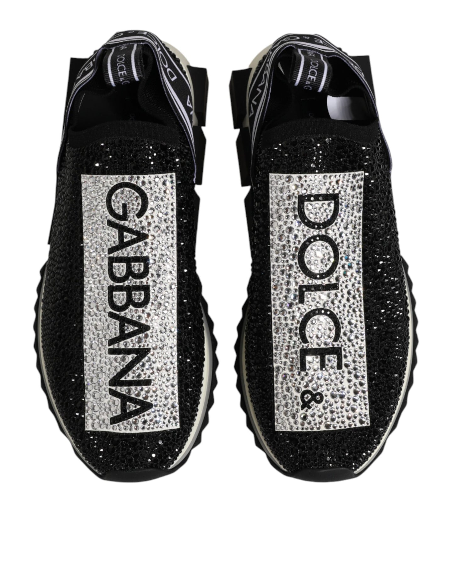 Dolce & Gabbana Black Strass Slip On Men Sorrento Sneakers Shoes