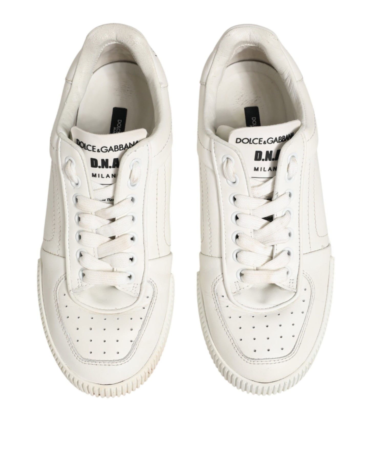 Dolce & Gabbana White Leather MIAMI Low Top Sneakers Shoes
