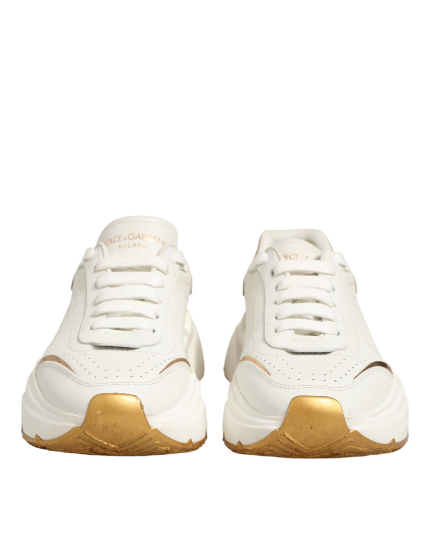 Dolce & Gabbana White Gold Daymaster Low Top Sneakers Shoes