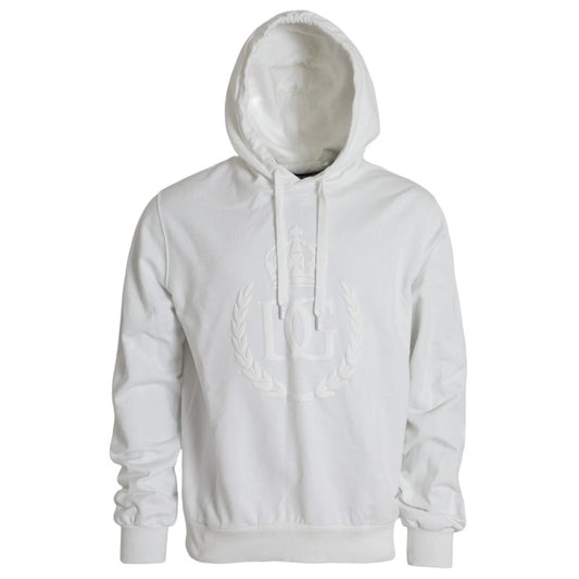 Dolce & Gabbana White Cotton Hooded Pullover Sweatshirt Men