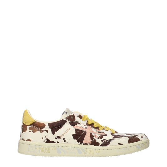 Premiata Beige Leather Low Top Sneakers