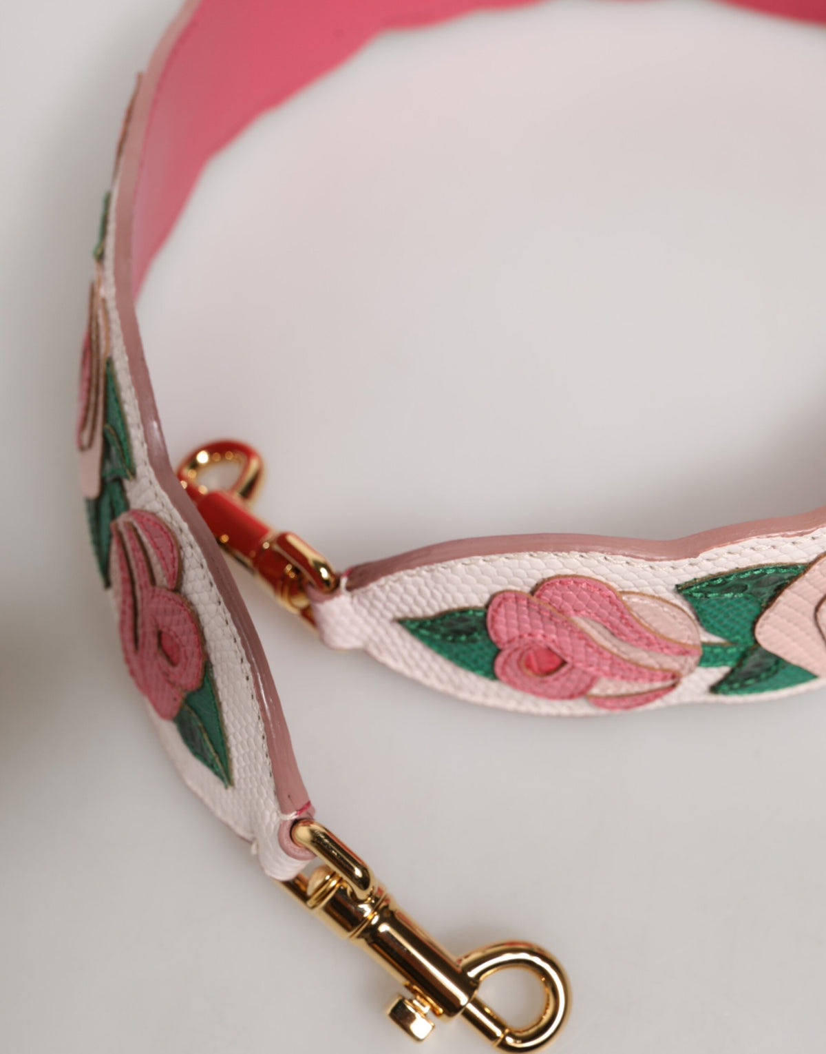 Dolce & Gabbana Strap White Floral Calf Leather Bag Accessory Shoulder