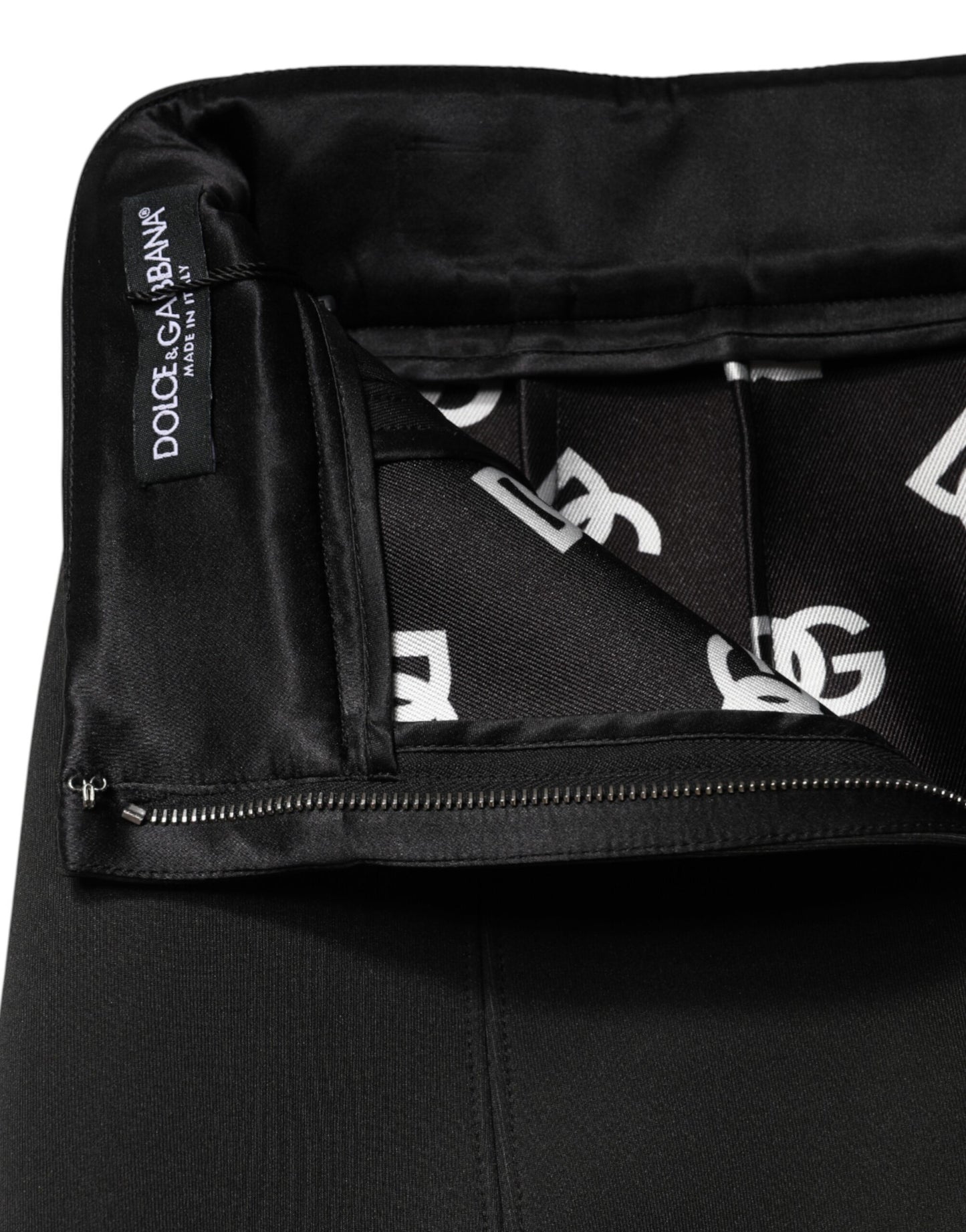 Dolce & Gabbana Black Nylon Pencil Cut High Waist Mini Skirt