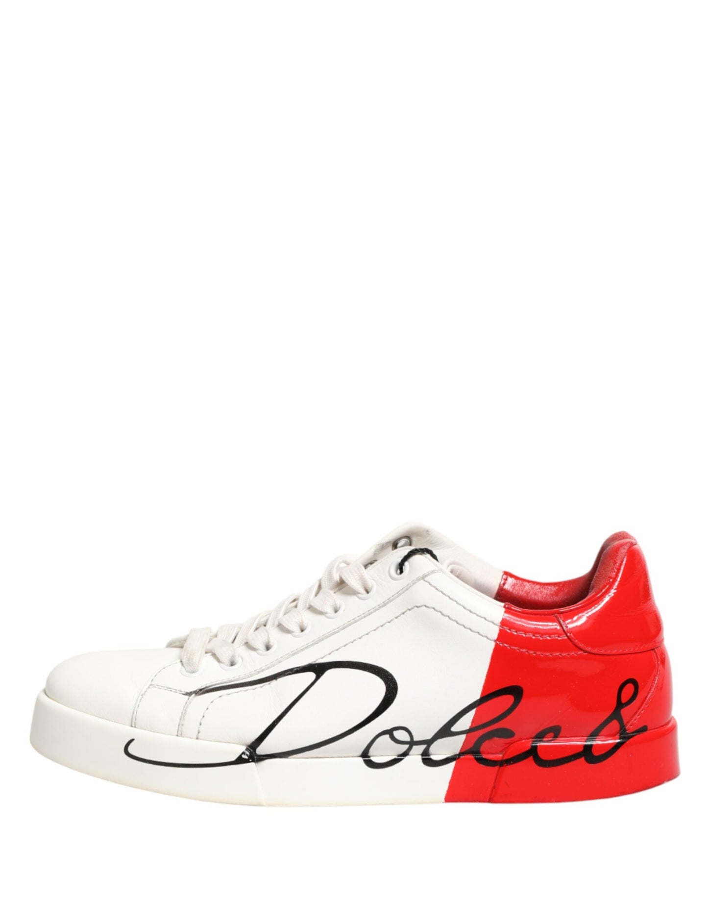 Dolce & Gabbana White Red Portofino Low Top Men Sneakers Shoes
