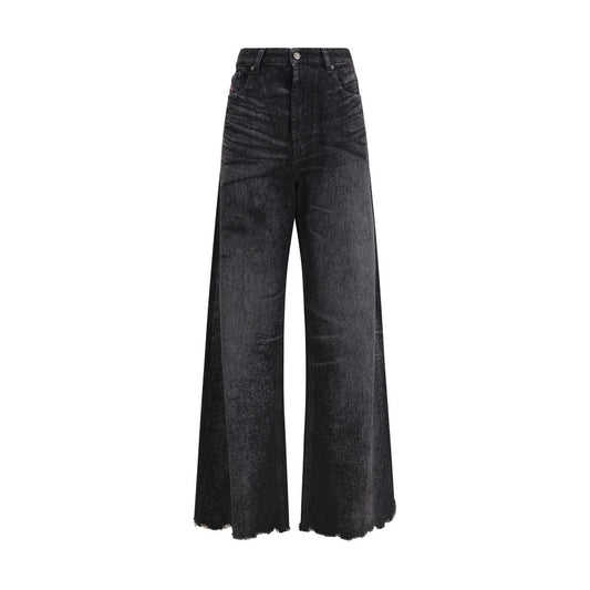Diesel Black Cotton Relaxed Fit Jeans
