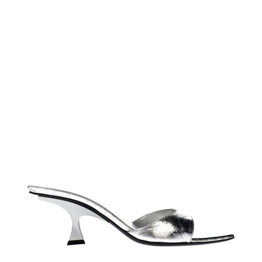 The Attico Gray Leather Flat Sandals