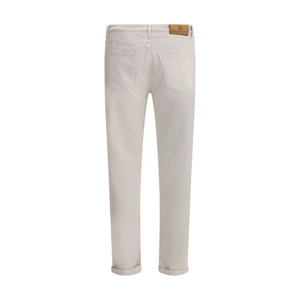 Brunello Cucinelli Beige Cotton Straight-Leg Jeans