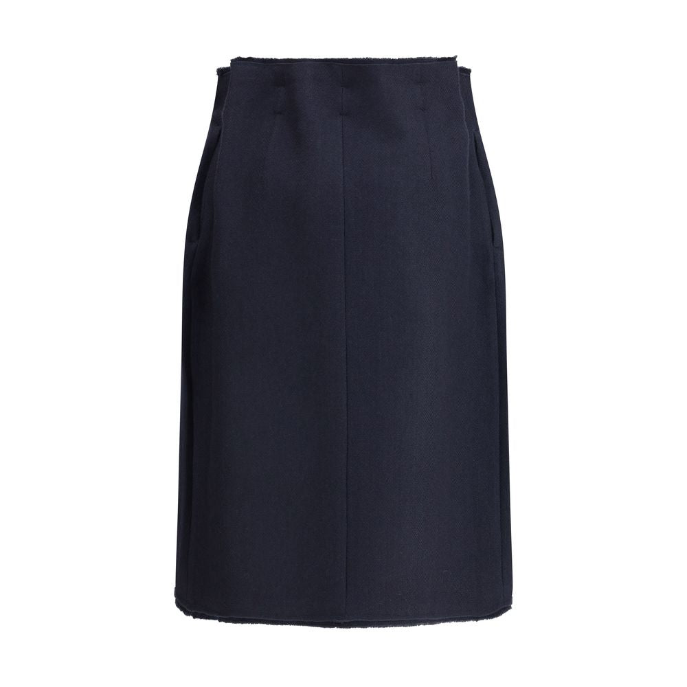 Prada Blue Fleece Wool Midi Skirt